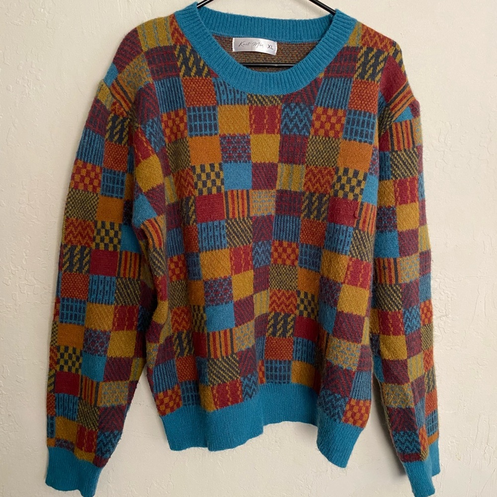 Knit Mix Multicolor Patchwork Knit Sweater – XL - image 1